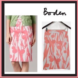 Boden Pink/White Floral Pencil Fully Lined Skirt Size 6